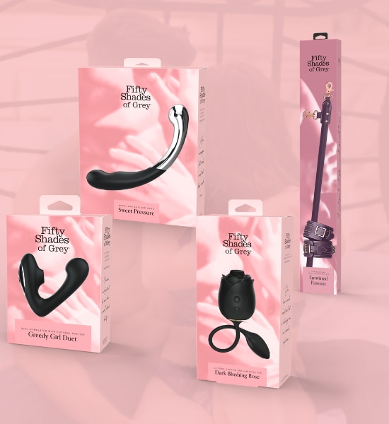 four products in boxes from fifty shades of grey